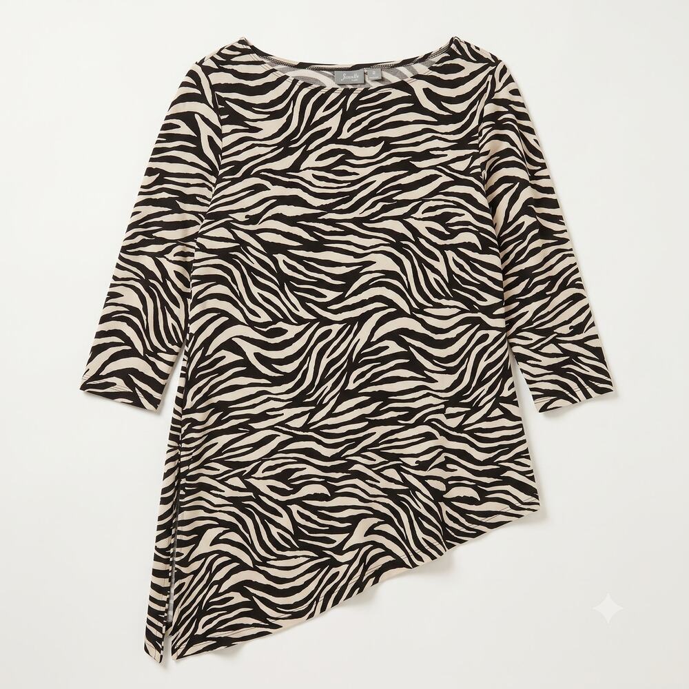Chico's Womens L‎ Maximalist Resortwear Vacation Travelers Zebra Knit Tunic Top